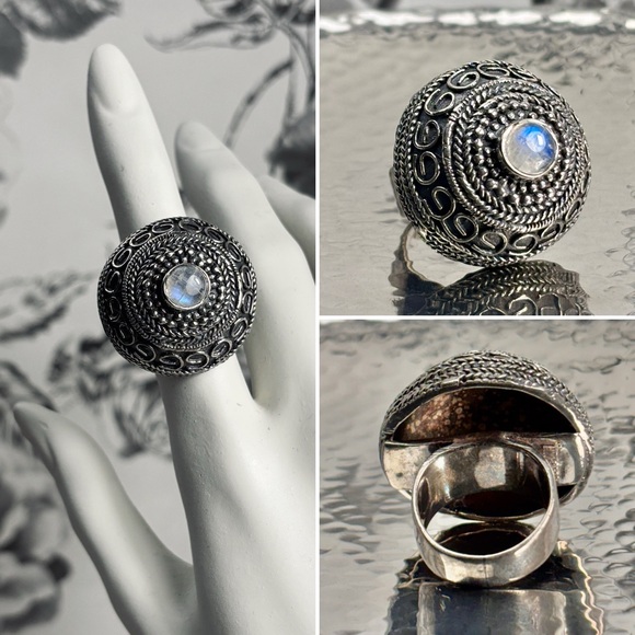 Amrita Singh Silver & Moonstone Dome Statement Ring, Szs 6/7/8 - Picture 1 of 7